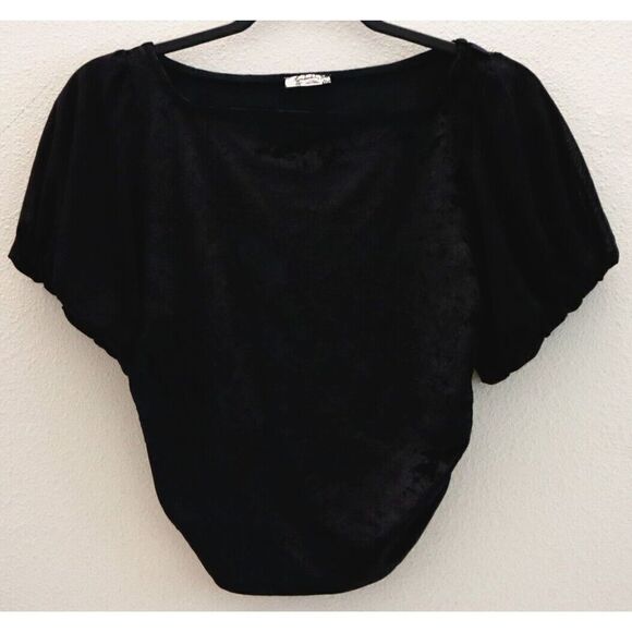 Free People Intimately OB1589236 Women's Sz S Black Velvet Cut-Out Back Crop Top - Picture 1 of 13